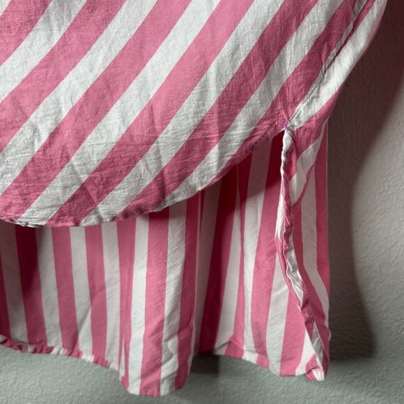 LOFT Striped Button Up Shirt Women’s Medium Pink Relaxed Fit Pockets - Picture 7 of 10
